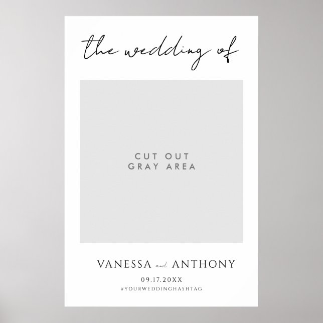 Póster Elegante marco de selfie de foto Boda moderno (Frente)