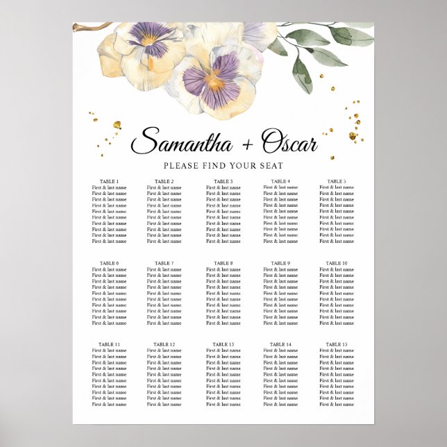 Póster Elegante Marco floral púrpura y marrón acuarela (Frente)