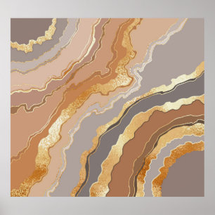 Póster Elegante Mármol Dorado: Fondo Estilizado.