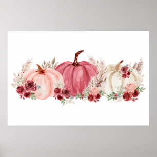 Póster Elegante Marsala Poster de calabazas de Burgundy F