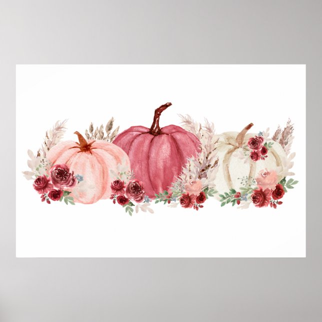 Póster Elegante Marsala Poster de calabazas de Burgundy F (Frente)