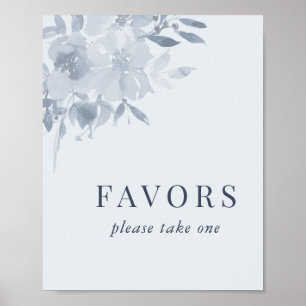 Póster Elegante matrimonio floral azul turbio favorece al