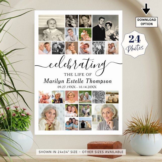 Póster Elegante Memorial de 24 Fotos Celebrando la Vida (Subido por el creador)
