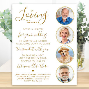 Póster Elegante Memorial de Boda con Foto en Oro de Amoro
