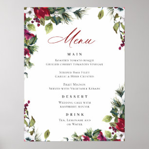 Póster Elegante menú Boda de Navidades de la Poinsettia R