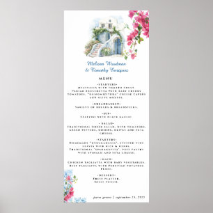 Póster Elegante menú de boda ilustrado con tema griego
