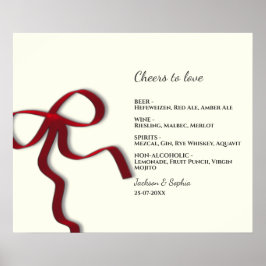 Póster Elegante menú elegante Minimalista de color rojo n