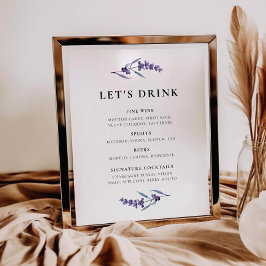 Póster Elegante menú Floral Lavender Bar