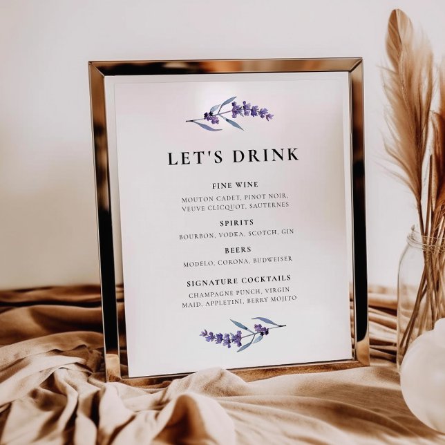 Póster Elegante menú Floral Lavender Bar (Subido por el creador)