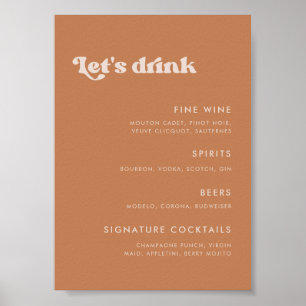 Póster Elegante menú retro Boda de azúcar marrón Bar