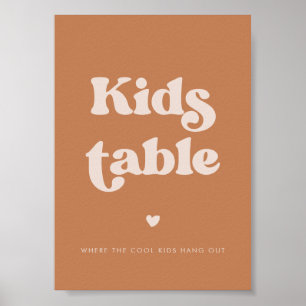 Póster Elegante mesa de niños Bodas de azúcar marrón retr