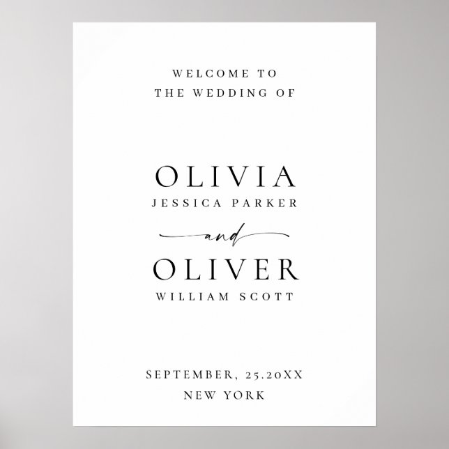 Póster Elegante Minimalista Boda de bienvenida sencillo (Frente)