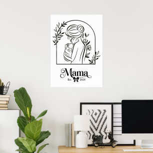 Póster Elegante Minimalista en B&W Primer Día de la Madre