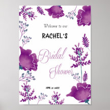 Elegante moda acuarela Pluma púrpura ducha de novi