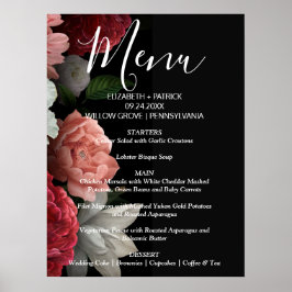 Póster Elegante moda borgoña floralRótulo de menú