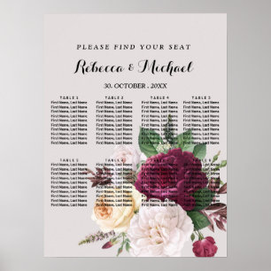 Póster Elegante moda burdeos poster floral