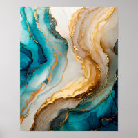 Elegante Moda dorada blanca azul agate Marble