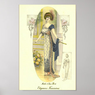 Póster Elegante Moda Edwardian Fashion Plate