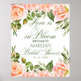 Póster Elegante Moda Floral Bridal Shower Poster de bienv