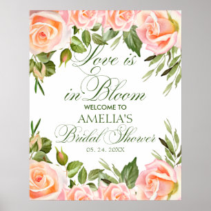 Póster Elegante Moda Floral Bridal Shower Poster de bienv