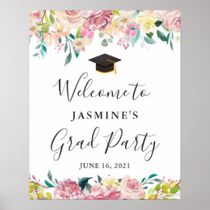 Póster Elegante Moda Pastel Rótulo de la fiesta de gradua
