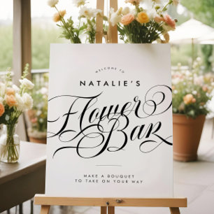 Póster Elegante Moda Script Bridal Shower Flor Bar Rótulo