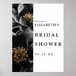 Póster Elegante moderno Floral Bridal Shower signo de bie