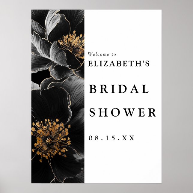 Póster Elegante moderno Floral Bridal Shower signo de bie (Frente)