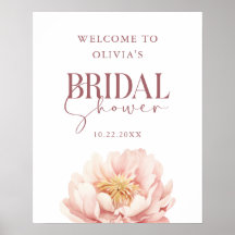 Elegante Moderno Peony Floral Welcome Bridal Showe
