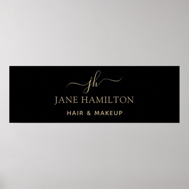 Póster Elegante Monograma Nombre inicial Poster empresari (Frente)