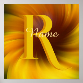 Póster Elegante Monograma Personalizado Tu Nombre Inicial