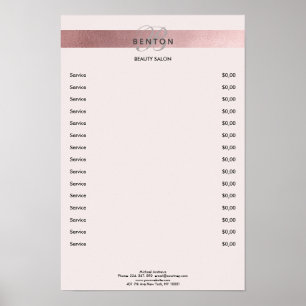 Póster Elegante Monogramo Lightpink Rosegold Pricelist