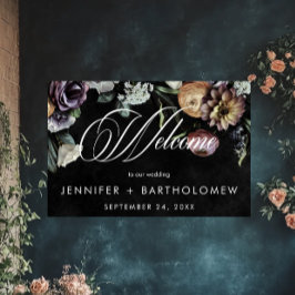 Póster Elegante Moody Twilight Muted Pastel Floral Bienve