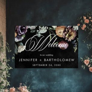 Póster Elegante Moody Twilight Muted Pastel Floral Bienve