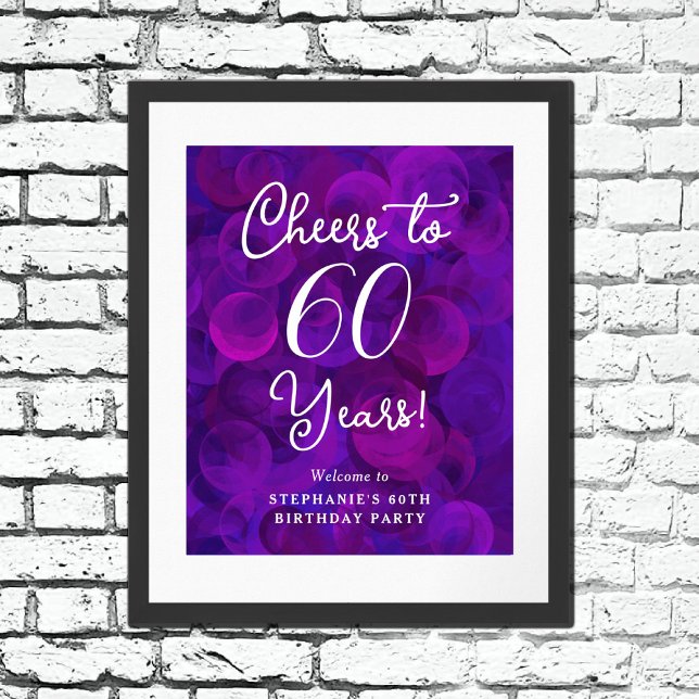 Póster Elegante morado a 60 años 60 cumpleaños (Subido por el creador)