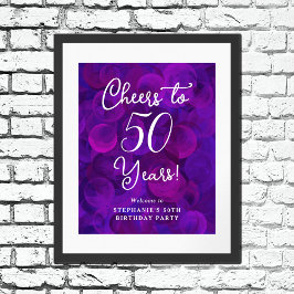 Póster Elegante morado de vientos a 50 años 50 cumpleaños