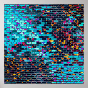 Póster Elegante Muro de ladrillo abstracto moderno   POST