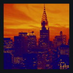 Póster Elegante Naranja Blue Retro Pop Art New York Poste<br><div class="desc">Imagen de estilo antiguo de la ciudad de Nueva York - Pinturas de arte de Nueva York</div>