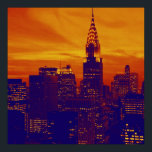 Póster Elegante Naranja Blue Retro Pop Art New York Poste<br><div class="desc">Imagen de estilo antiguo de la ciudad de Nueva York - Pinturas de arte de Nueva York</div>