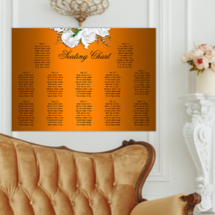 Póster Elegante Naranja Boho, asiento Boda de rosas blanc