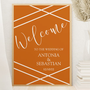 Póster Elegante Naranja Burnt Stripes Bienvenido Poster 1