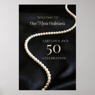 Póster Elegante negro 50 y fabuloso bienvenido