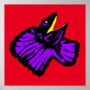 Póster Elegante Neon Purple Frill Lizard