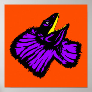 Póster Elegante Neon Purple Frill Lizard