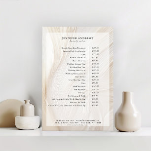 Póster Elegante, ondas, salón, cartel de lista de precios