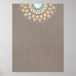 Póster Elegante Ornate Gold Lotus Mandala