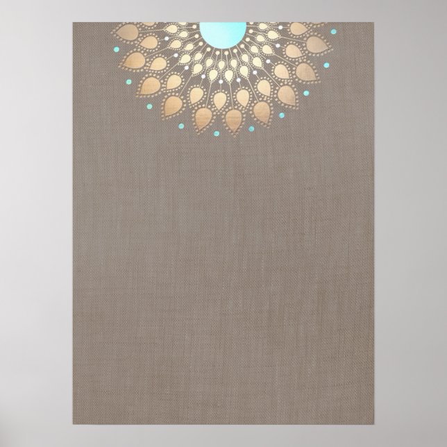 Póster Elegante Ornate Gold Lotus Mandala (Frente)