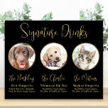 Póster Elegante Oro 3 Boda de foto Mascota bebidas con fi<br><div class="desc">¡Cócteles de firma de tus mascotas! Incluya su mejor perro, mejor gato y cualquier mascota en su boda con su propio bar de bebidas. Perfecto para los amantes del perro, y un bar especial para perros será un éxito para su boda. Oro sencillo pero elegante. Personalizar este boda mascota firma...</div>
