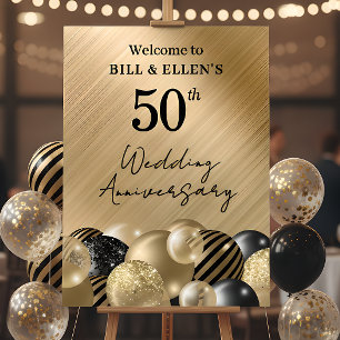 Póster Elegante Oro 50 Aniversario de Boda