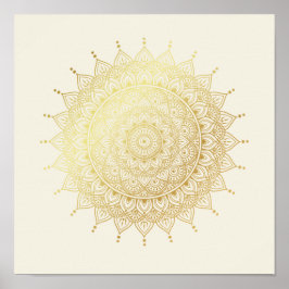 Póster Elegante oro en Cream Floral Henna Mandala